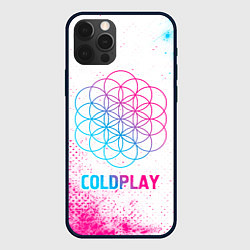 Чехол для iPhone 12 Pro Coldplay neon gradient style, цвет: 3D-черный