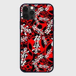 Чехол для iPhone 12 Pro Карате киокушинкай лого паттерн, цвет: 3D-черный