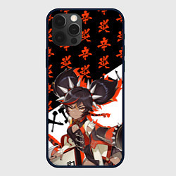 Чехол для iPhone 12 Pro Синь Янь иероглифы - Геншин Импакт, цвет: 3D-черный