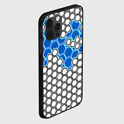 Чехол для iPhone 12 Pro Синяя энерго-броня из шестиугольников, цвет: 3D-черный — фото 2