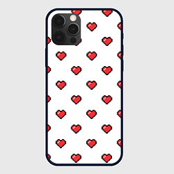 Чехол для iPhone 12 Pro Пиксельные сердца, цвет: 3D-черный
