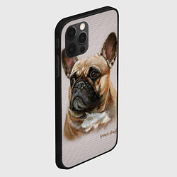 Чехол для iPhone 12 Pro Французский палевый бульдог на кирпичной стене, цвет: 3D-черный — фото 2