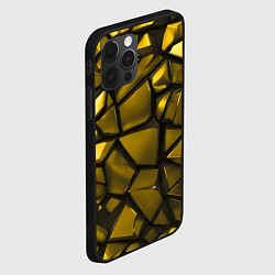 Чехол для iPhone 12 Pro Золотые хромированные осколки, цвет: 3D-черный — фото 2