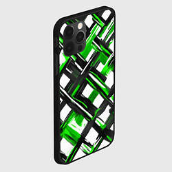 Чехол для iPhone 12 Pro Зелёные и чёрные мазки, цвет: 3D-черный — фото 2