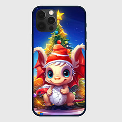 Чехол для iPhone 12 Pro Миниатюрный новогодний дракоша, цвет: 3D-черный
