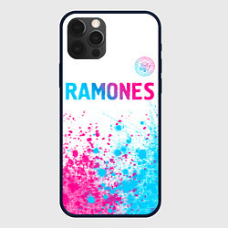 Чехол для iPhone 12 Pro Ramones neon gradient style посередине, цвет: 3D-черный