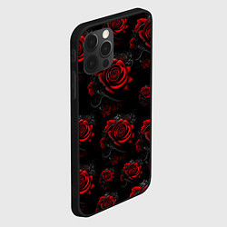 Чехол для iPhone 12 Pro Красные розы цветы, цвет: 3D-черный — фото 2