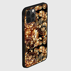 Чехол для iPhone 12 Pro Пейсли золотые узоры, цвет: 3D-черный — фото 2