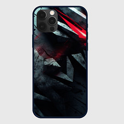 Чехол для iPhone 12 Pro Черная металлическая с красной вставкой, цвет: 3D-черный