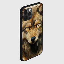 Чехол для iPhone 12 Pro Волк в стиле диаграмм Давинчи, цвет: 3D-черный — фото 2