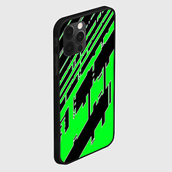 Чехол для iPhone 12 Pro Зелёные линии на чёрном фоне, цвет: 3D-черный — фото 2