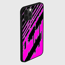 Чехол для iPhone 12 Pro Розовые линии на чёрном фоне, цвет: 3D-черный — фото 2