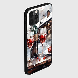 Чехол для iPhone 12 Pro Новогодние напитки на фоне зимнего пейзажа, цвет: 3D-черный — фото 2