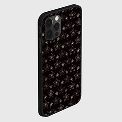 Чехол для iPhone 12 Pro Паттерн коричневый маленькие стилизованные цветы, цвет: 3D-черный — фото 2