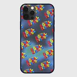 Чехол для iPhone 12 Pro The amazing digital circus pattern, цвет: 3D-черный