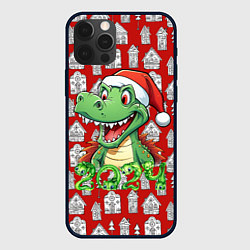 Чехол для iPhone 12 Pro Новогодний забавный дракон 2024, цвет: 3D-черный
