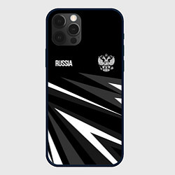 Чехол iPhone 12 Pro Russia - black and white geometry