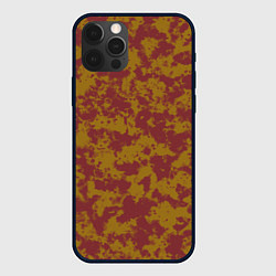 Чехол для iPhone 12 Pro Бордово-горчичные пятна, цвет: 3D-черный