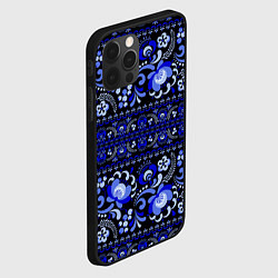 Чехол для iPhone 12 Pro Новогодняя гжельская роспись цветами на чёрном фон, цвет: 3D-черный — фото 2