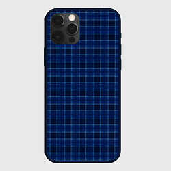 Чехол для iPhone 12 Pro Серьёзный синий в клетку, цвет: 3D-черный