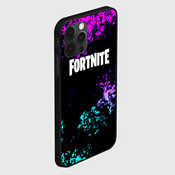 Чехол для iPhone 12 Pro Fortnite капли неоновых красок, цвет: 3D-черный — фото 2