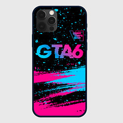 Чехол для iPhone 12 Pro GTA6 - neon gradient посередине, цвет: 3D-черный