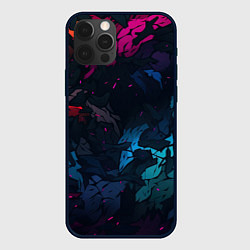 Чехол для iPhone 12 Pro Темная цветная абстракция пятнами, цвет: 3D-черный