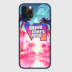 Чехол для iPhone 12 Pro Gta 6 logo vice city style, цвет: 3D-черный