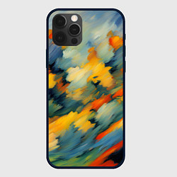 Чехол iPhone 12 Pro Жёлтые и синие мазки