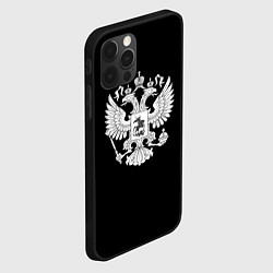 Чехол для iPhone 12 Pro Герб РФ серый патриотический, цвет: 3D-черный — фото 2