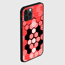 Чехол для iPhone 12 Pro Красная кибер броня hexagons, цвет: 3D-черный — фото 2