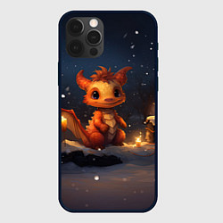 Чехол для iPhone 12 Pro Маленький дракон и снег, цвет: 3D-черный