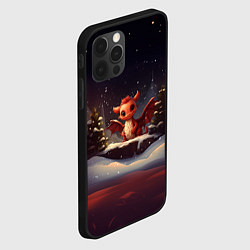 Чехол для iPhone 12 Pro Дракон в зимнем лесу, цвет: 3D-черный — фото 2