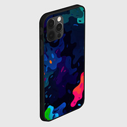 Чехол для iPhone 12 Pro Яркие кислотная разноцветные пятна в виде камуфляж, цвет: 3D-черный — фото 2