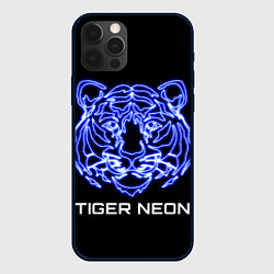 Чехол для iPhone 12 Pro Tiger neon art, цвет: 3D-черный