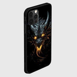 Чехол для iPhone 12 Pro Черный огненный пещерный дракон символ 2024, цвет: 3D-черный — фото 2