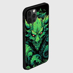 Чехол для iPhone 12 Pro Зеленый яркий неоновый дракон символ 2024 года, цвет: 3D-черный — фото 2