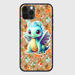 Чехол для iPhone 12 Pro Маленький синий дракон на фоне оленей, цвет: 3D-черный