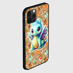 Чехол для iPhone 12 Pro Маленький синий дракон на фоне оленей, цвет: 3D-черный — фото 2