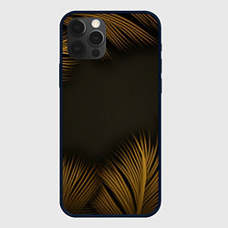 Чехол для iPhone 12 Pro Тонкие золотые листья на черном фоне, цвет: 3D-черный