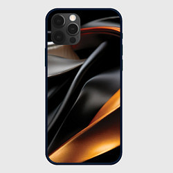 Чехол для iPhone 12 Pro Черная и оранжевая материя, цвет: 3D-черный