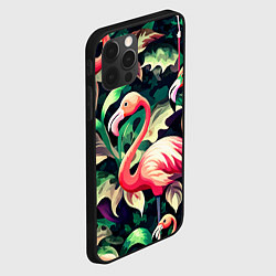 Чехол для iPhone 12 Pro Камуфляж розовый фламинго, цвет: 3D-черный — фото 2