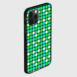 Чехол для iPhone 12 Pro Зелёные и белые квадраты, цвет: 3D-черный — фото 2
