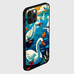 Чехол для iPhone 12 Pro Гуси лебеди вода, цвет: 3D-черный — фото 2