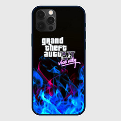 Чехол для iPhone 12 Pro GTA неоновый огонь вайсити, цвет: 3D-черный