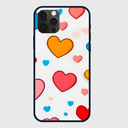 Чехол для iPhone 12 Pro Сердца сердечки, цвет: 3D-черный
