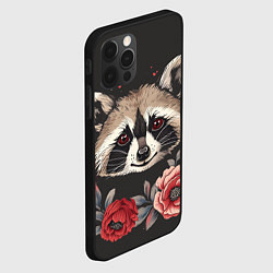 Чехол для iPhone 12 Pro Влюбленный енот с сердечками и цветами, цвет: 3D-черный — фото 2