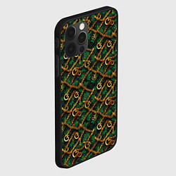 Чехол для iPhone 12 Pro Золотая цепочка на зеленой ткани, цвет: 3D-черный — фото 2