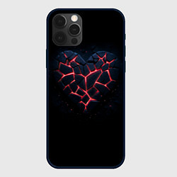 Чехол для iPhone 12 Pro Разбитое сердце из камня и неона, цвет: 3D-черный