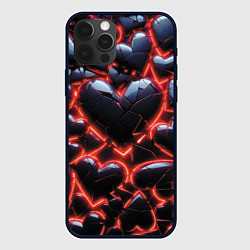 Чехол для iPhone 12 Pro Разбитые сердца и красный неон, цвет: 3D-черный